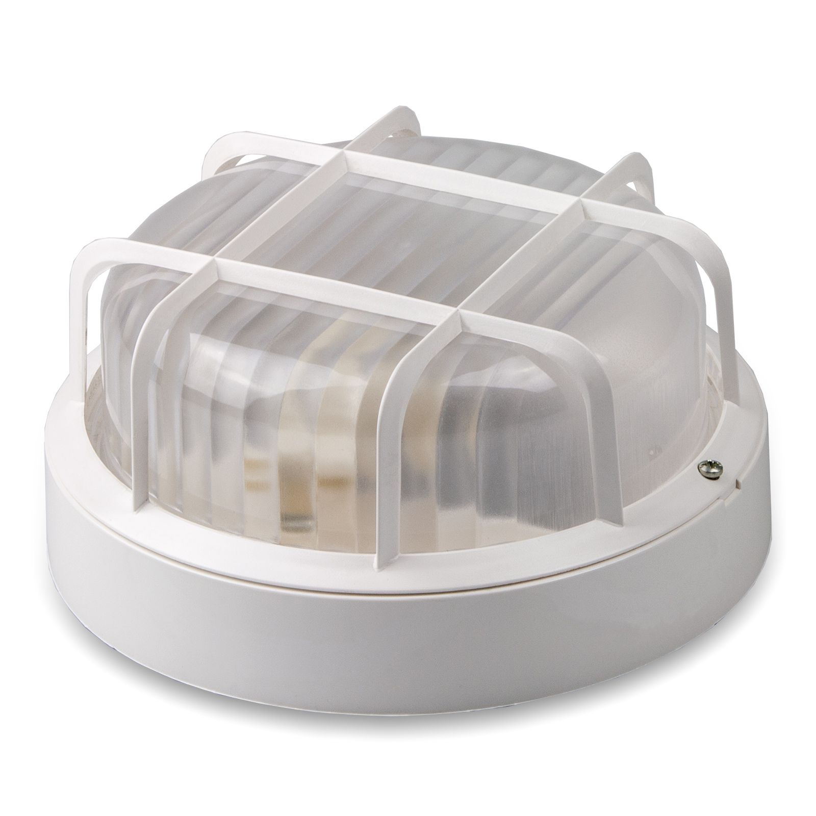 Plaf.tonda c.gabbia 60W (LED15W) BIANCA