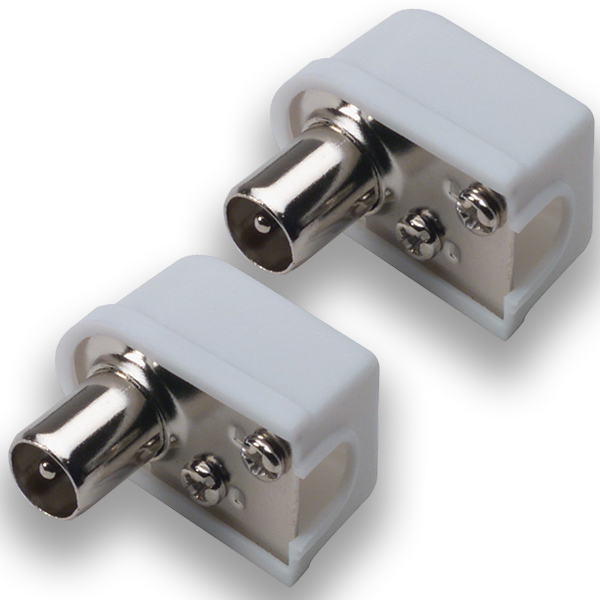 Conf. 2 Spine coax squadra 75ohm Ø9.5mm