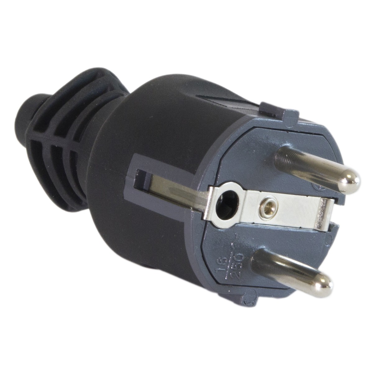 Spina IP40 Schuko 16A 2P+T in gomma nera