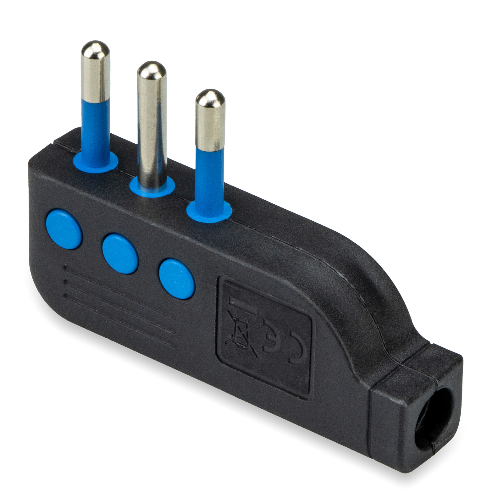Spina 2poli+T 10A Nera Spinot. Orienta