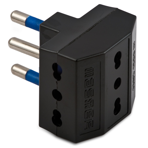 Adattatore triplo 16A 2P+T Nero