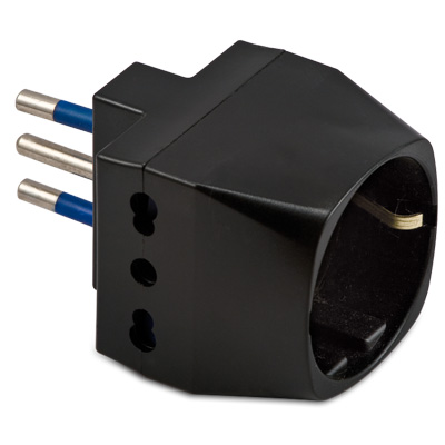 Adatt.Triplo-Schuko 10A 2P+T Nero