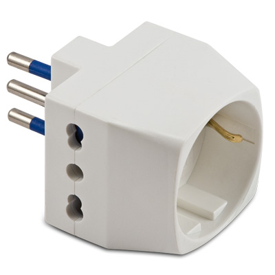 Adatt.Triplo-Schuko 10A 2P+T Bianco