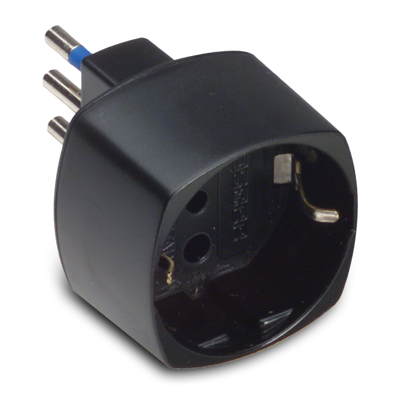 Adattatore Schuko 10A 2P+T Nero