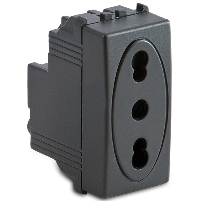 Presa P17/11 bival. 2P+T 16A MODO GRIGIO