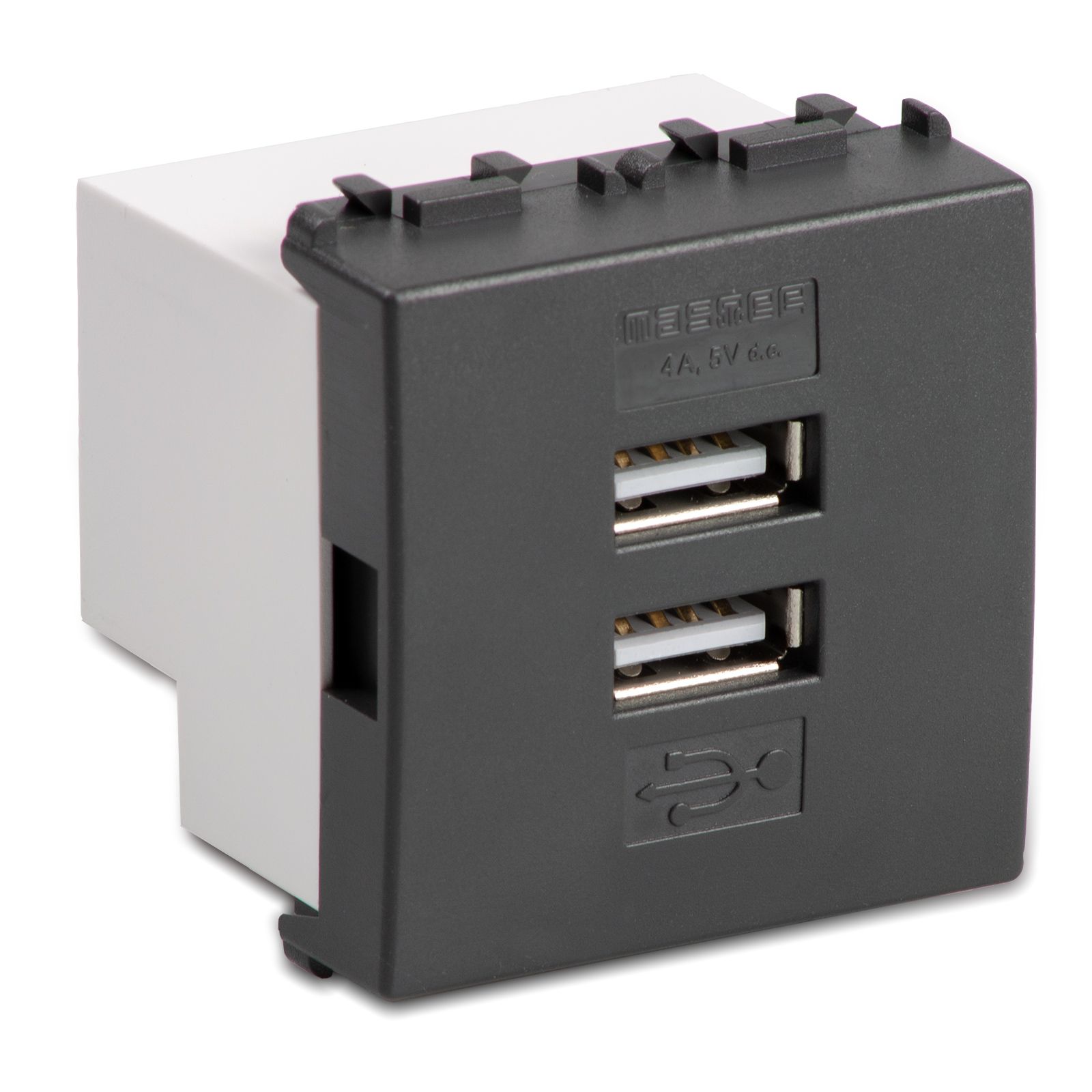 Alimentatore 2 USB 5V 4A 2m. MODO GRIGIO