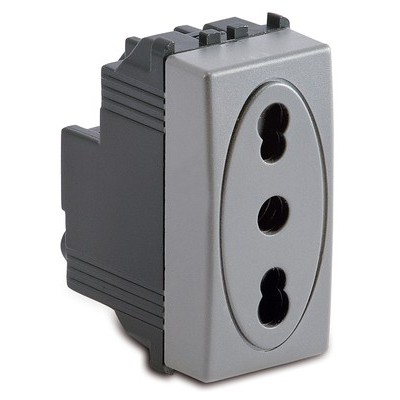 Presa P17/11 bivalente 2P+T 16A STEEL