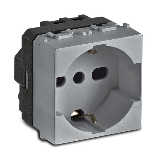 Presa P40 Schuko univers. 2P+T 16A STEEL