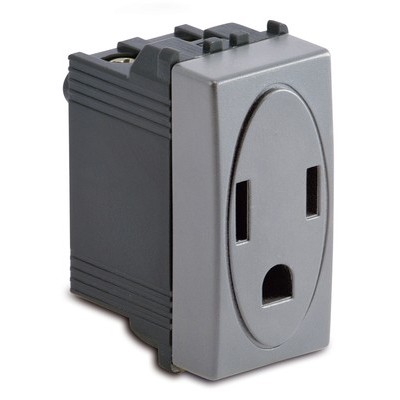 Presa americana 2P+T 15A 127V STEEL