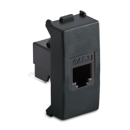 RJ11 telephone socket, 1 plug 6/4 black