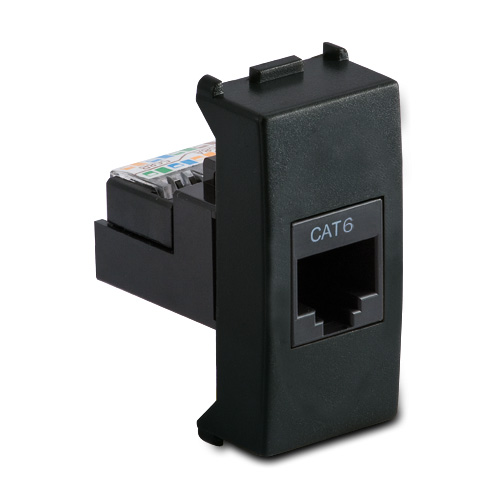 RJ45 socket, cat.6 UTP 8/8, Black