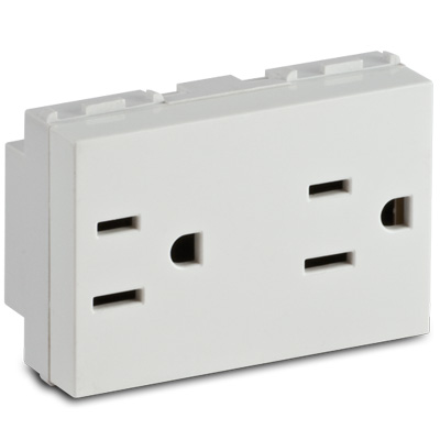 Presa amer.doppia 2P+T 15A 127V BIANCO