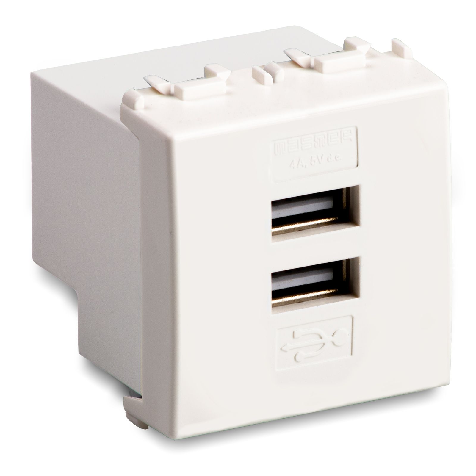 Alimentatore 2 USB 5V 4A 2m. MODO BIANCO