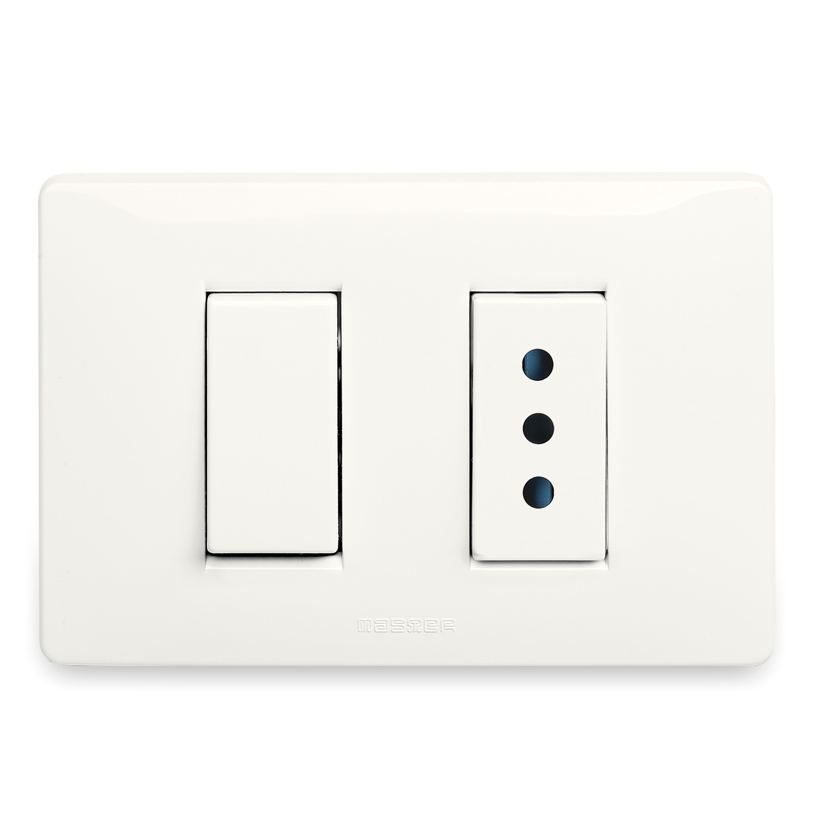 Deviatore 1P16AX+Presa 2P+T 10A