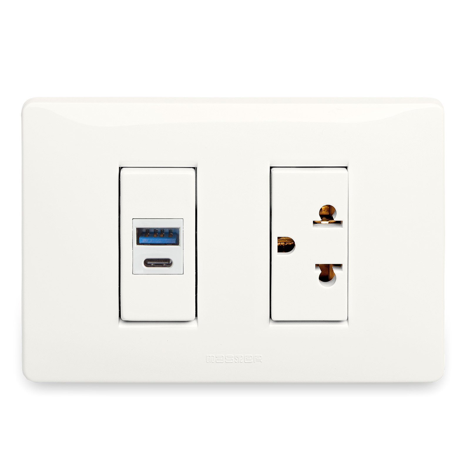 douille Euroam. 2P+T 16A +USB A+C