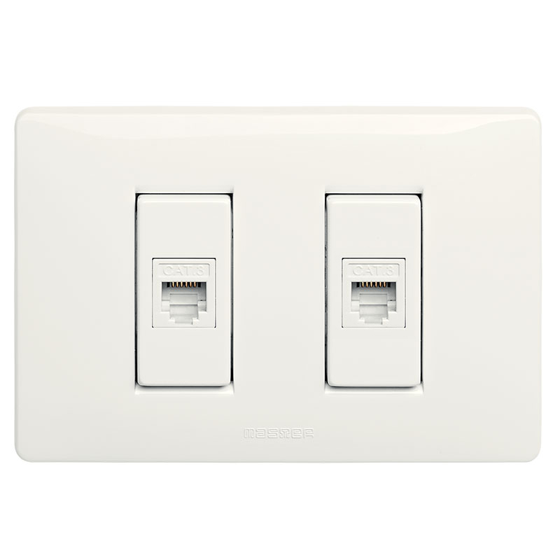 MIX 2 Prese RJ12 1Plug 6-6 c/Pla. Bianca