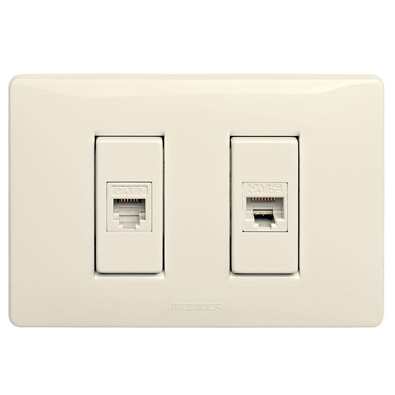 Prise 6P6C RJ12+ 8P8C RJ45 Ivoire