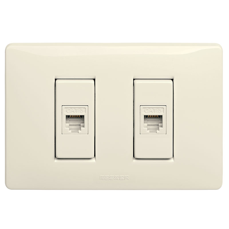 MIX 2 Prese RJ12 1Plug 6-6 c/Pla. Beige