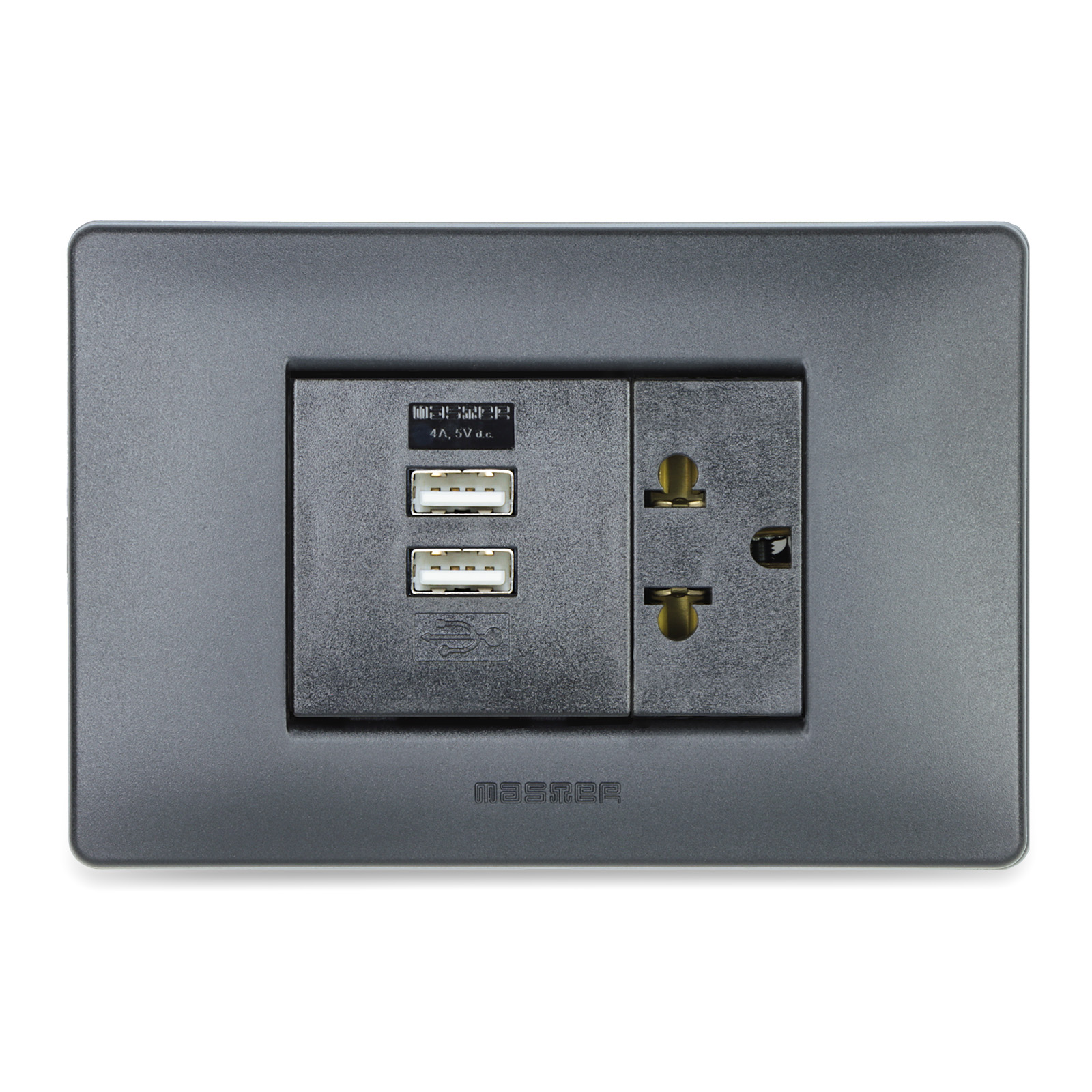 Prise INKKIT 2 USB 4A+16A 2P+T Noir