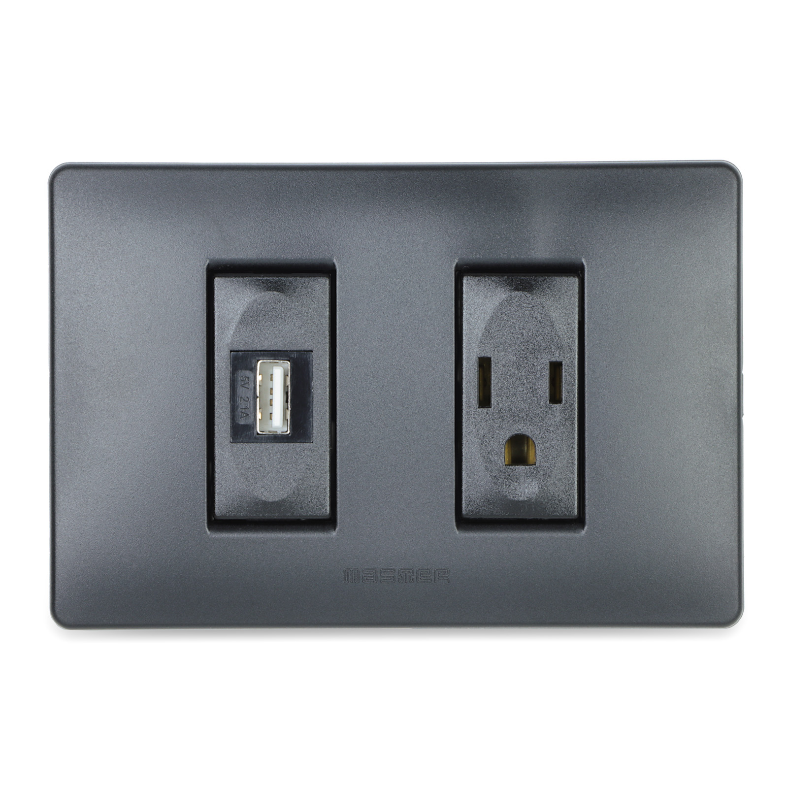 Alim.USB 2.1A+Pr. 2P+T 15A 127V Pl. Nera