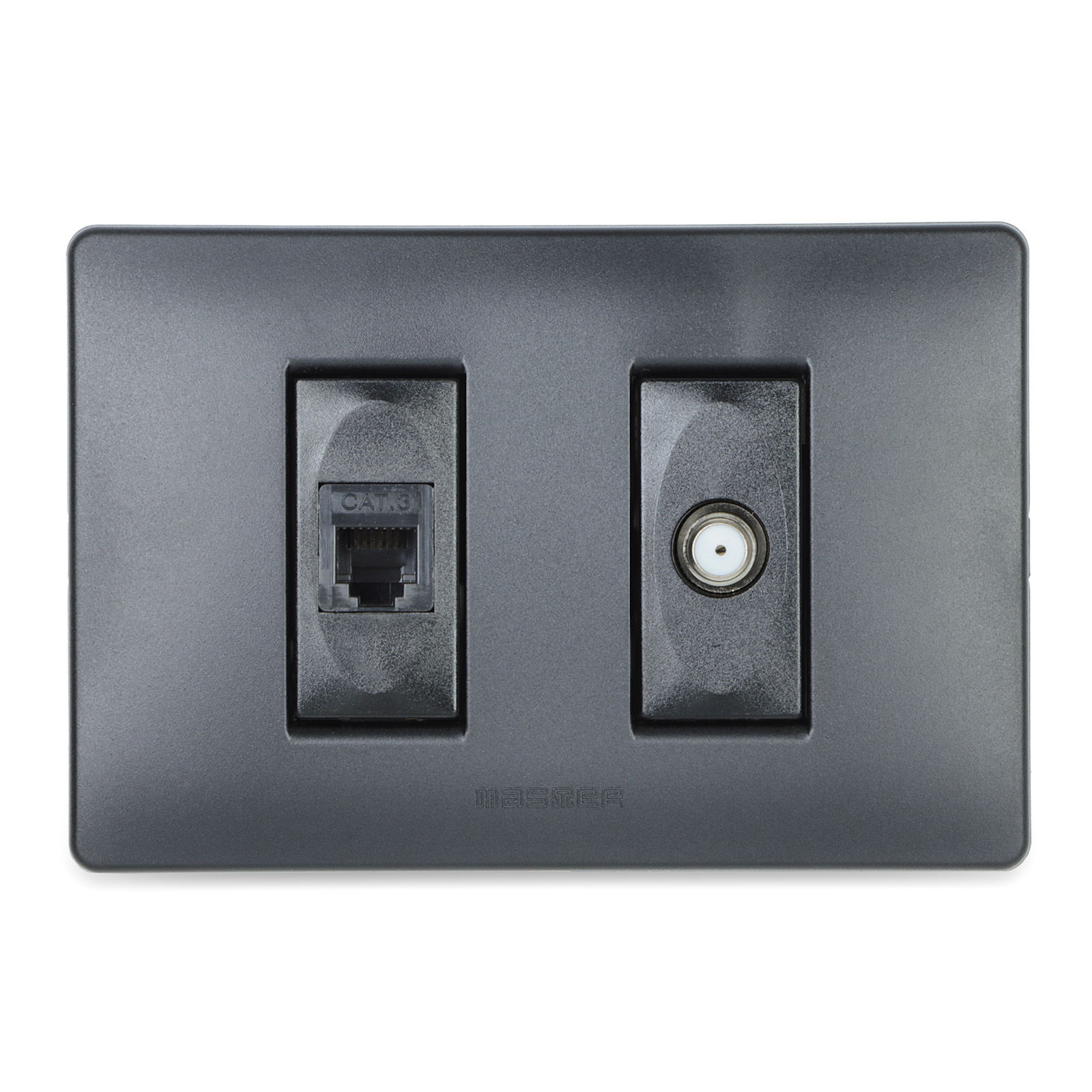 Toma telef. RJ11+Toma TV IEC-F Negro