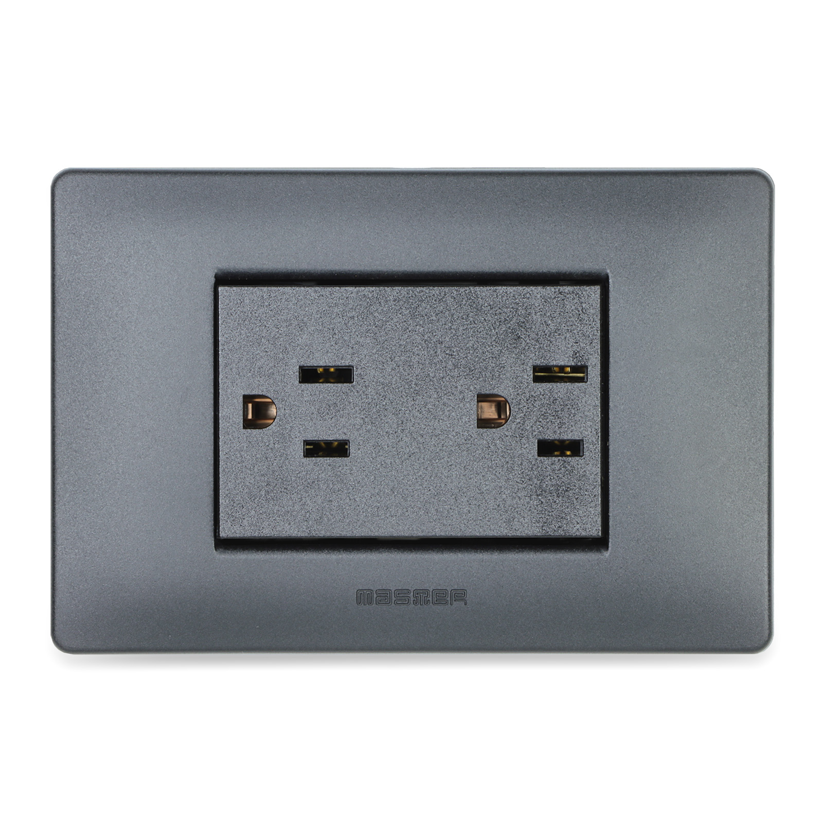 F.PRO Toma doble 2P+T 15A Americ Negro