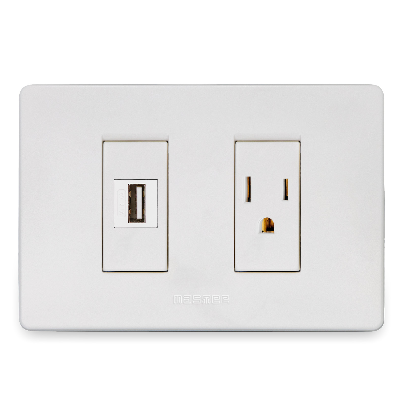 Alim.USB 2.1A+Pr.2P+T 15A 127V Pl. Bian